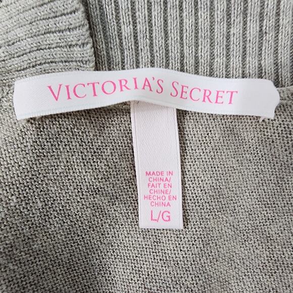 Victoria Secret Tunic Sweater Large Tan Cashmere Blend V Neck Pocket Ribbed Trim - Picture 9 of 12